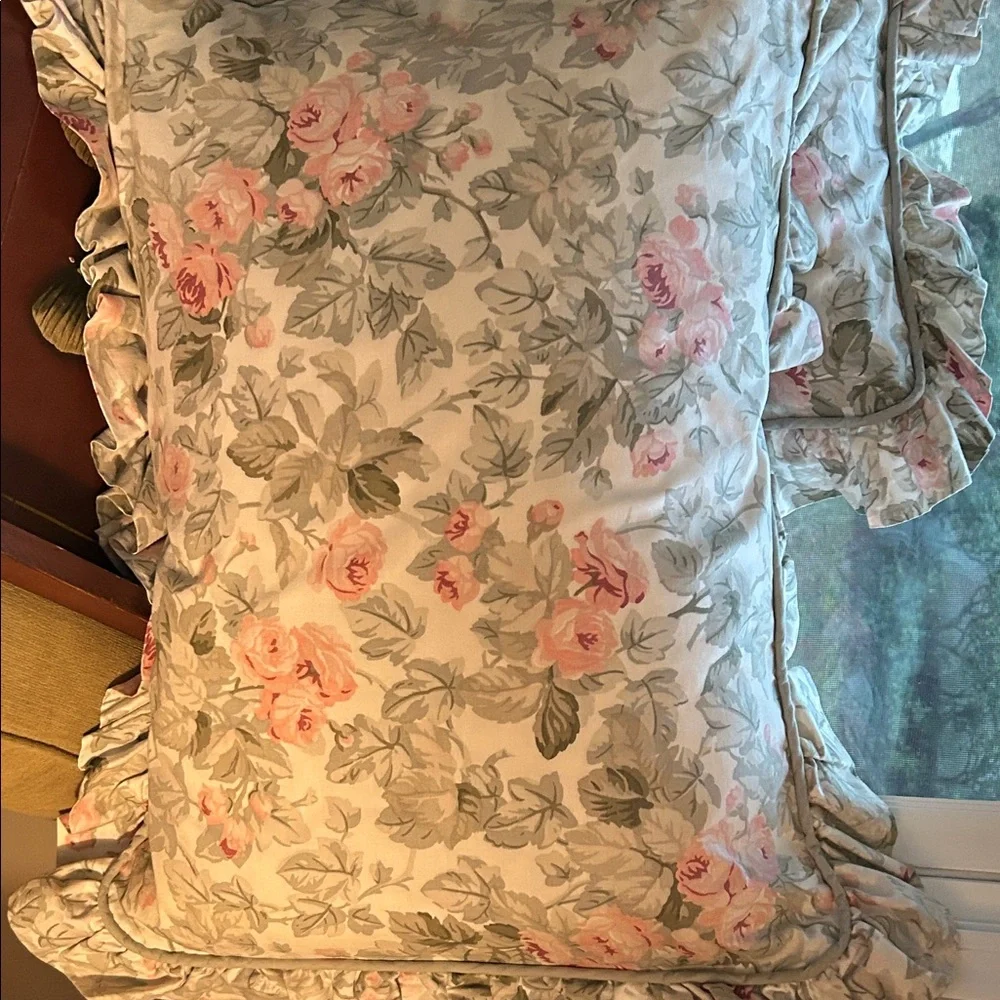 Laura Ashley vintage Floral Pillow Shams with Ruffle Trim
